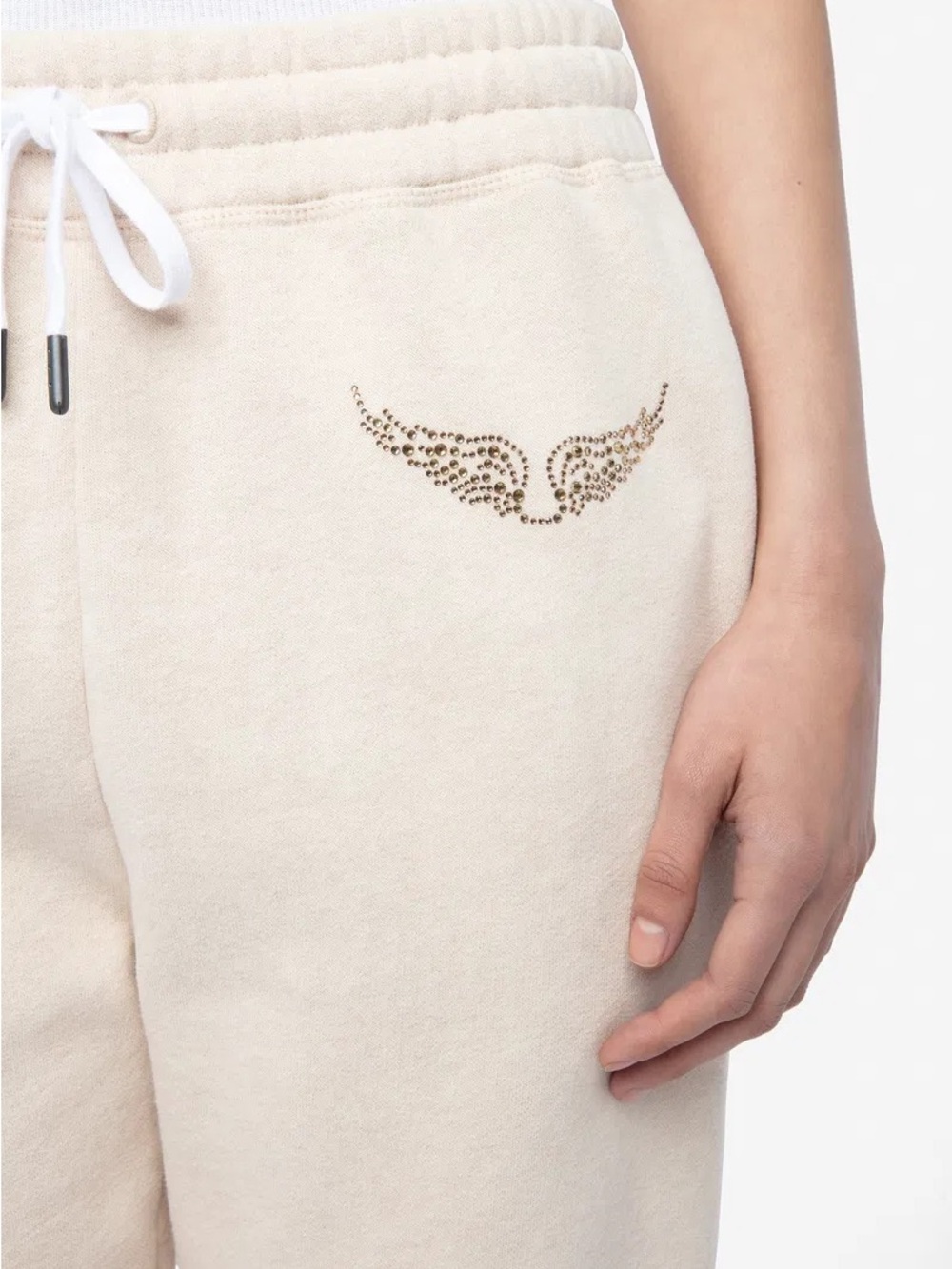 Zadig and Voltaire Sofia Cream
Sweatpants Glitter Wing Logo..